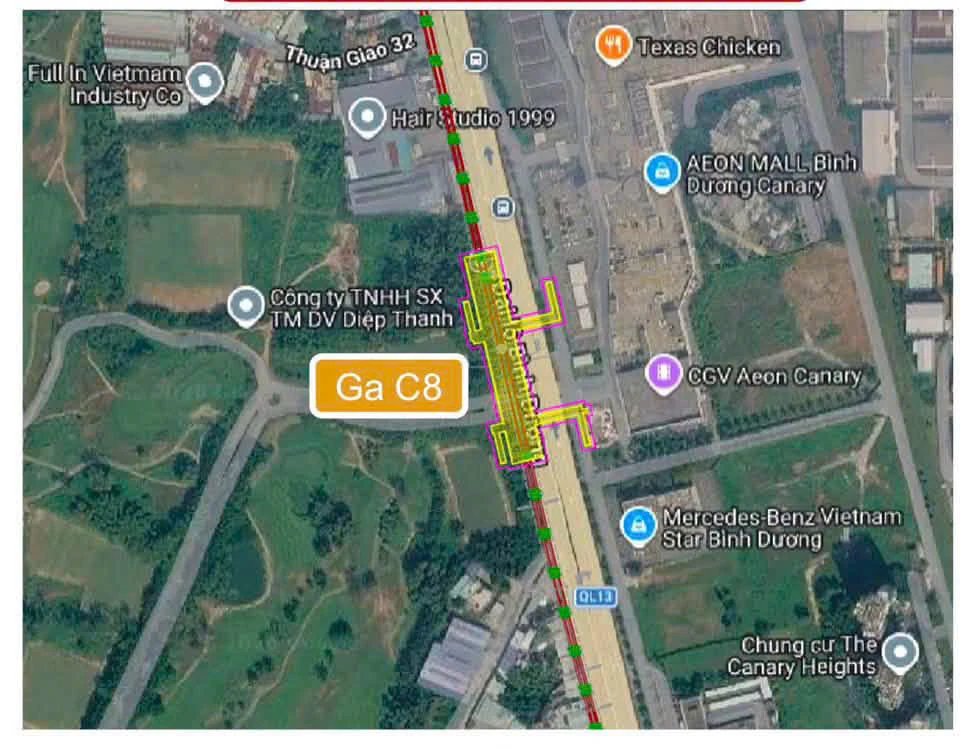 Ga C8 trước Norton Park và AEON Mall Canary