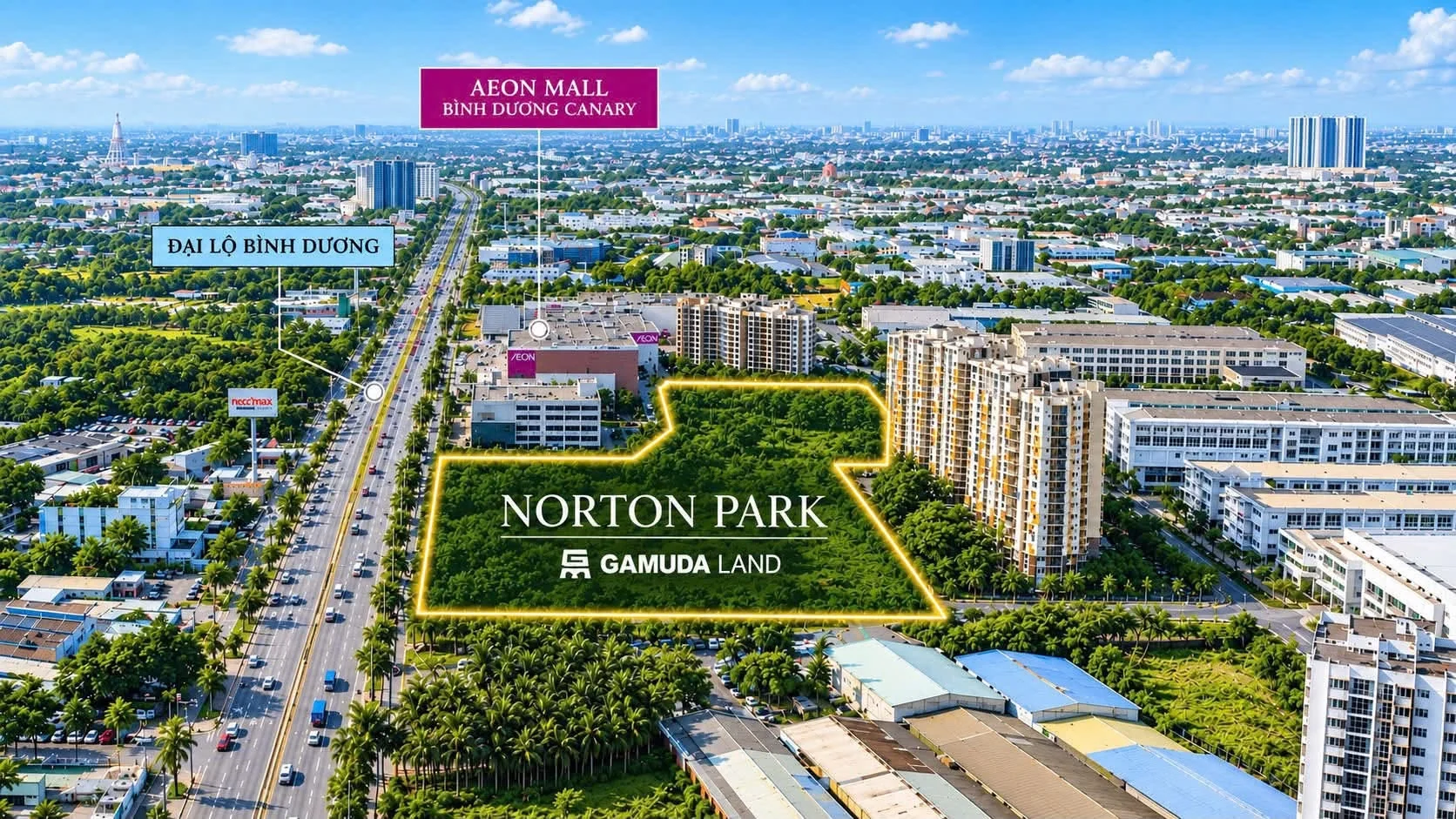Vị trí Norton Park cạnh Aeon Mall Bình Dương